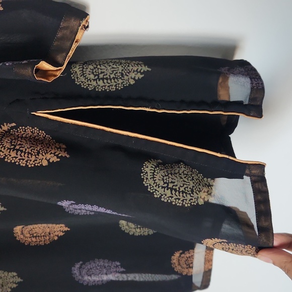 BIBA Indowestern Black paisley tunic top - Picture 4 of 6